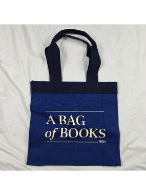 Barnes & Noble A Bag Of Books Tote Organic Cotton Fair Trade Blue Book Bag
